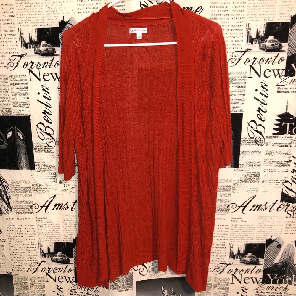 Croft & Barrow Orange Cardigan size L